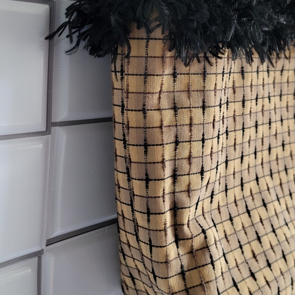 Medium Size Fabric Tote Bag with Black Fringed Trim  - Picture 8 of 8